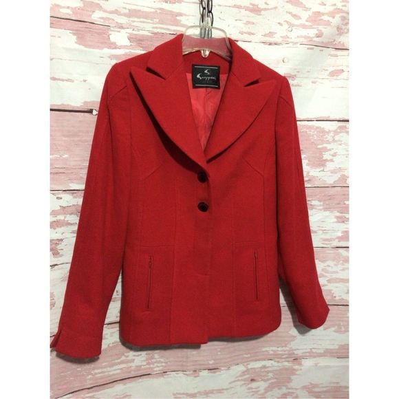 Scappini Italy Red Jacket / Coat Lined Size 38 ~ Excellent - Picture 1 of 16